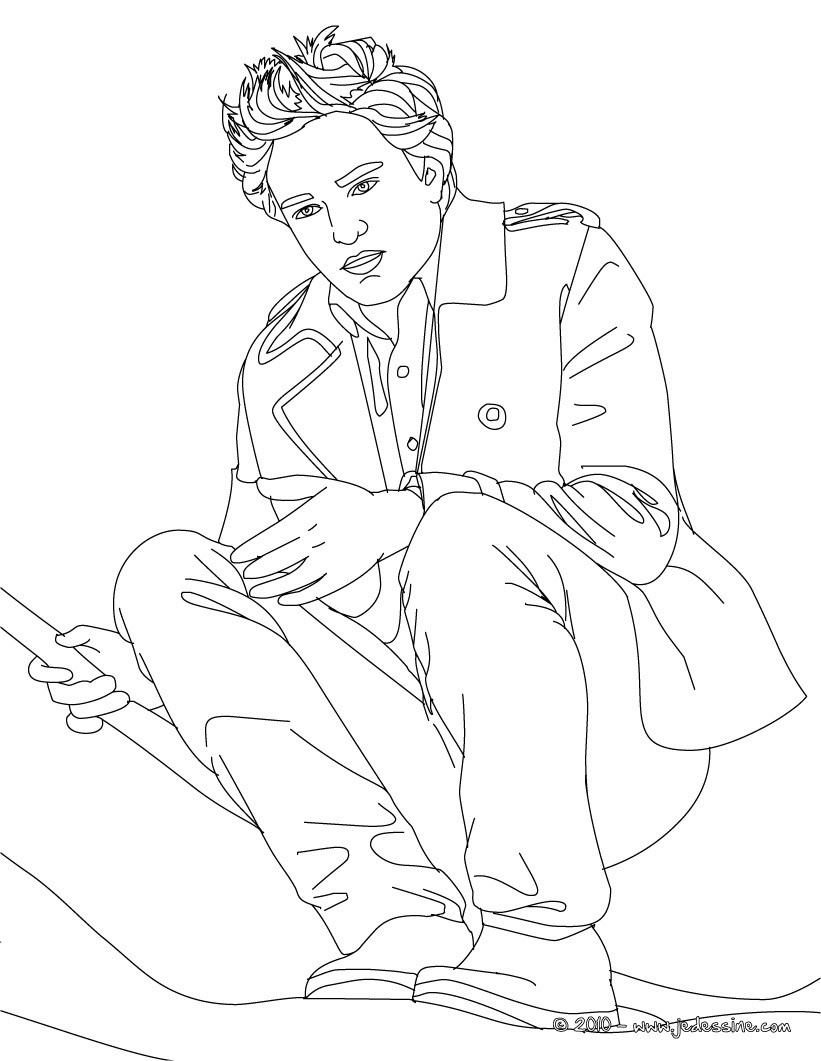 Coloriage Robert Pattinson assis