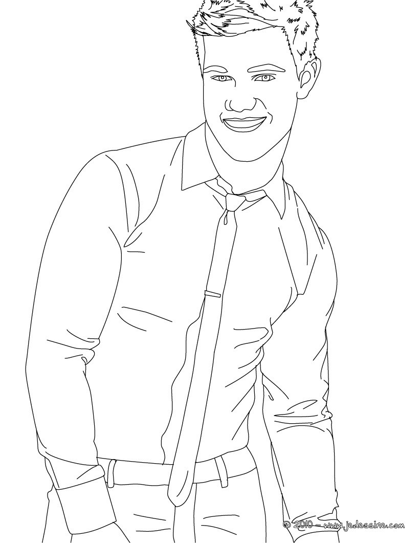 Coloriage Taylor Lautner grand sourire