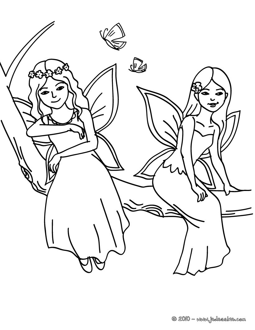 coloriage fées aux papillons 