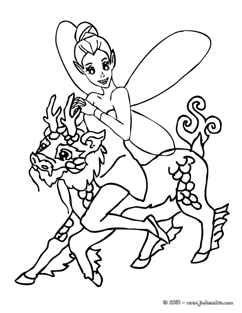 fée sur dragon à colorier