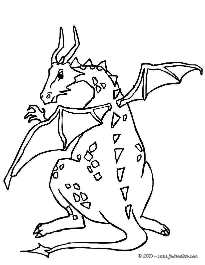 Dragon assis coloriage