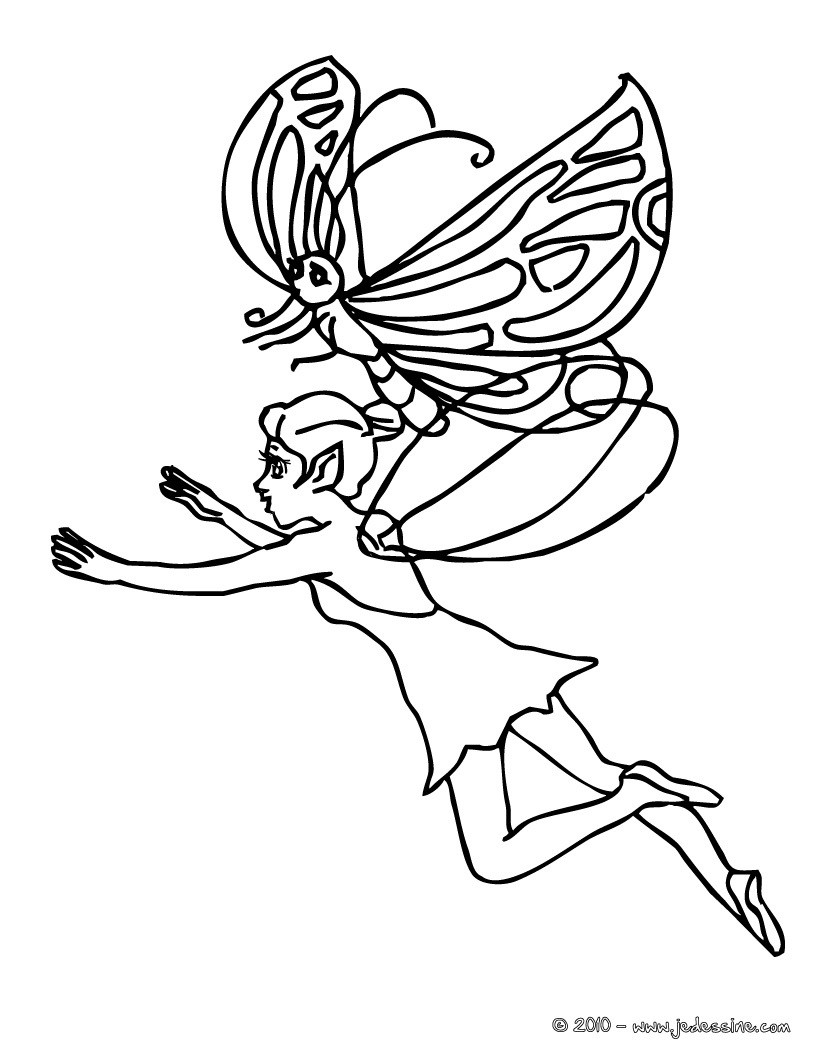 coloriage fée et papilllon 