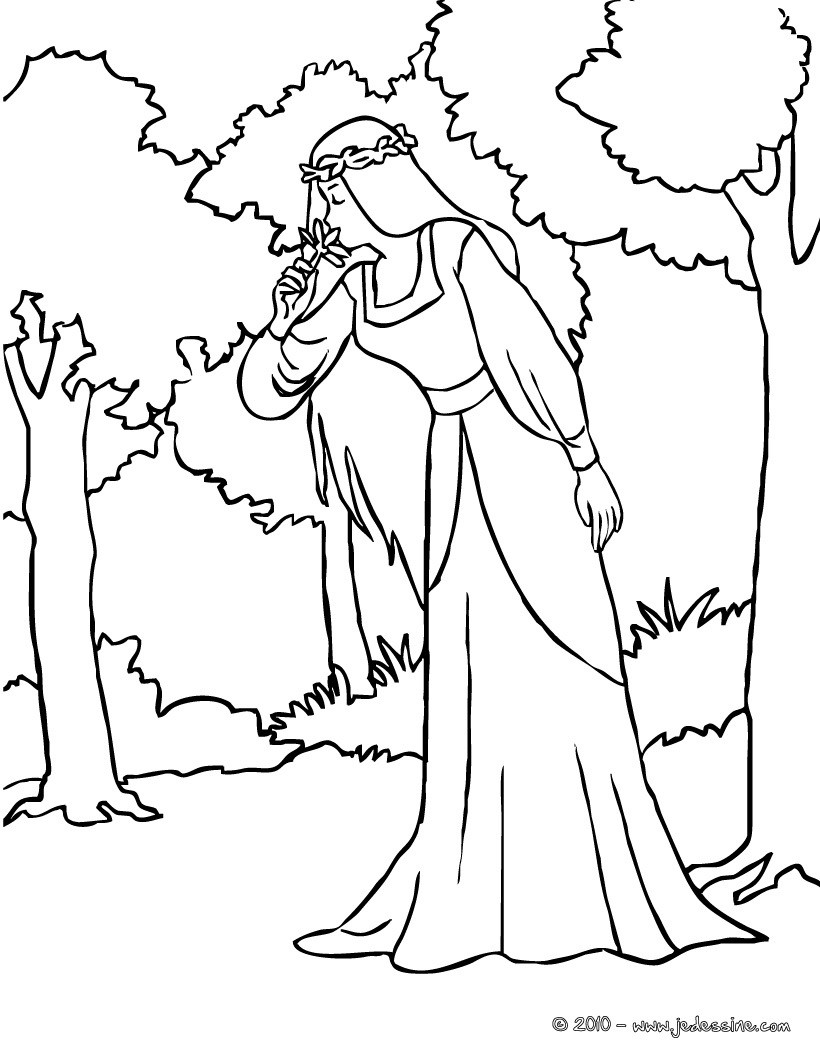 coloriage fée dans la forêt
