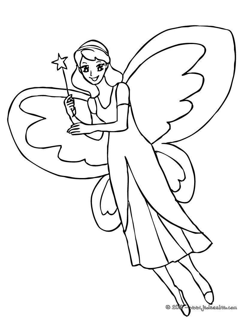 coloriage grande fée ailée gratuit