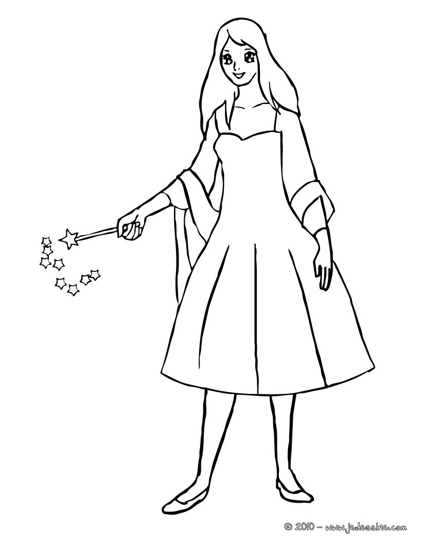coloriage fée baguette étoile