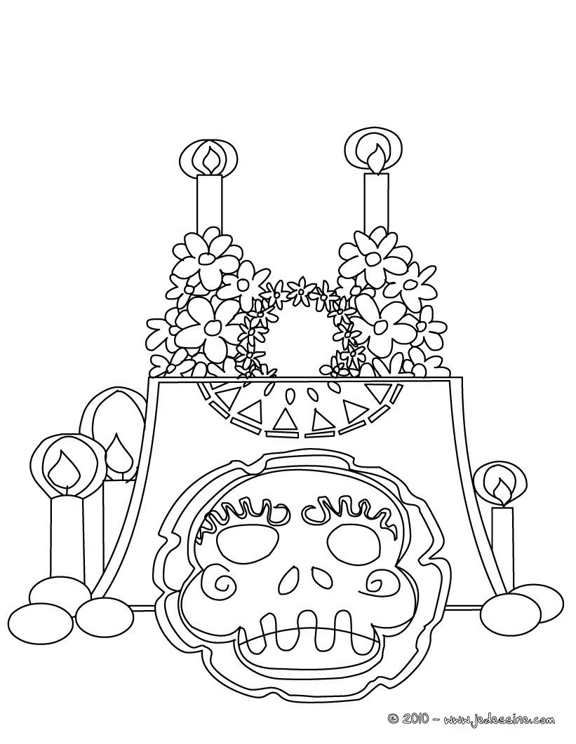 Coloriages décoration religieuse mexicaine colorier fr Coloriage décoration religieuse mexicaine colorier Colorier en ligne Imprimer · squelette fªte des morts