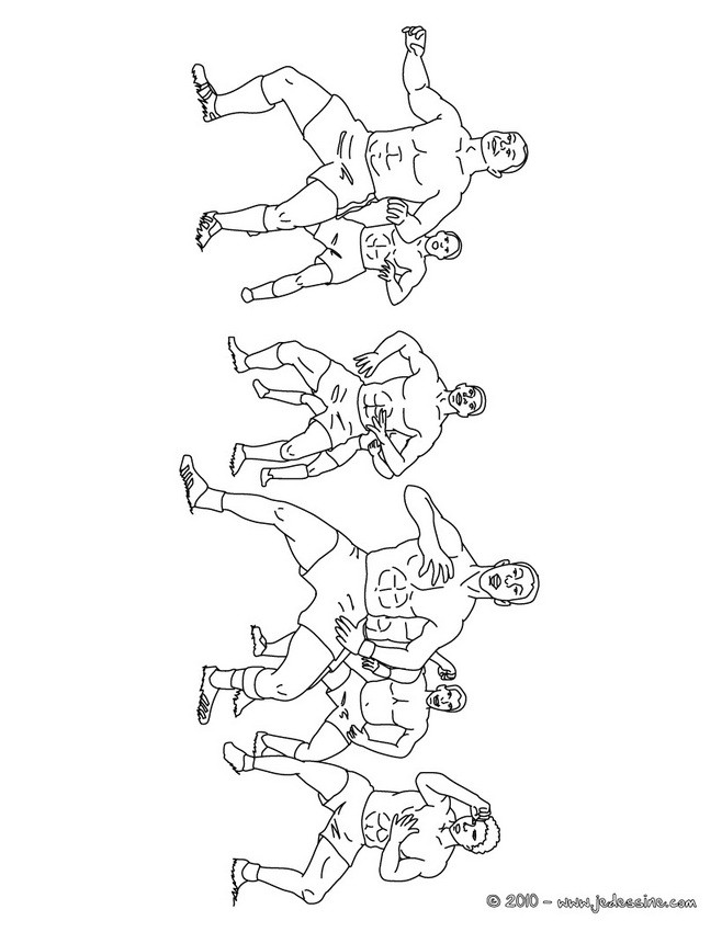 équipe rugby à colorier