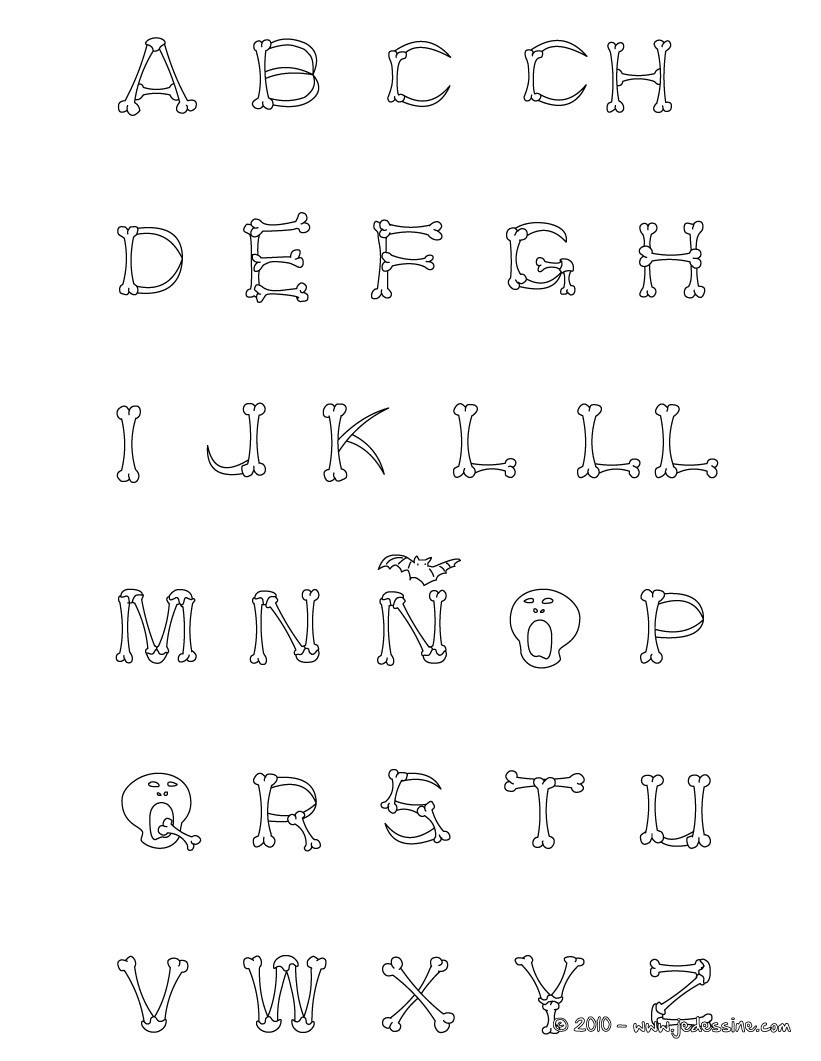alphabet os squelette   colorier