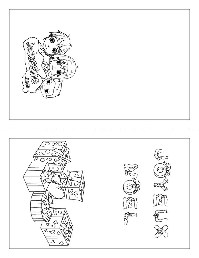 Carte Joyeux Noël cadeaux à colorier