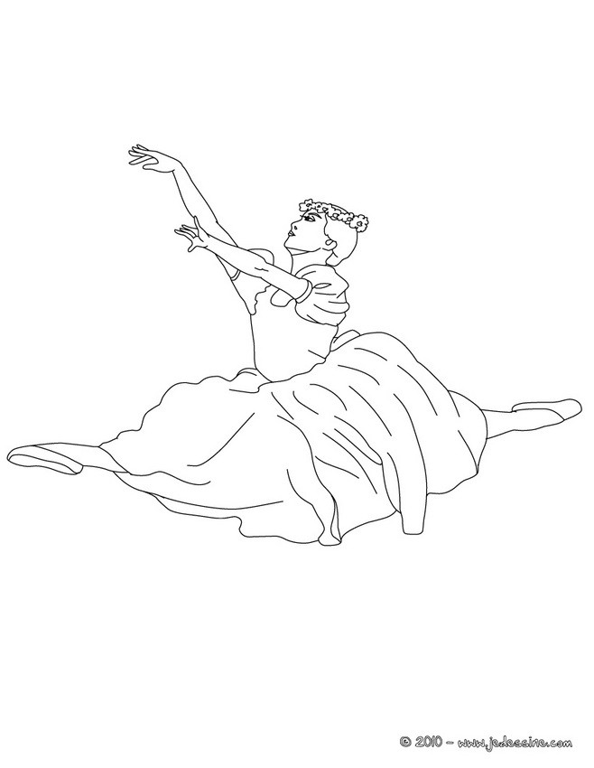 Danseuse grand jeté à colorier