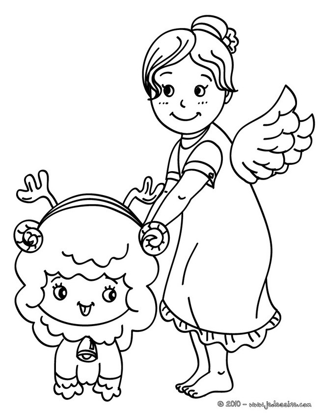 Coloriage 2 anges noel