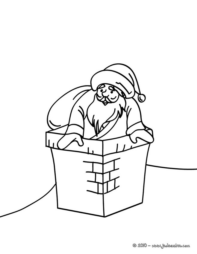 Coloriage Père Noël prêt à decendre