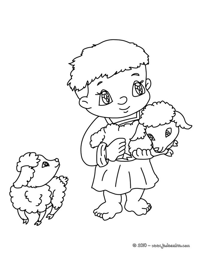 Petit berger au mouton à colorier