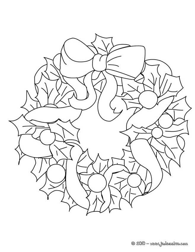 Coloriage couronne fruits de Noël