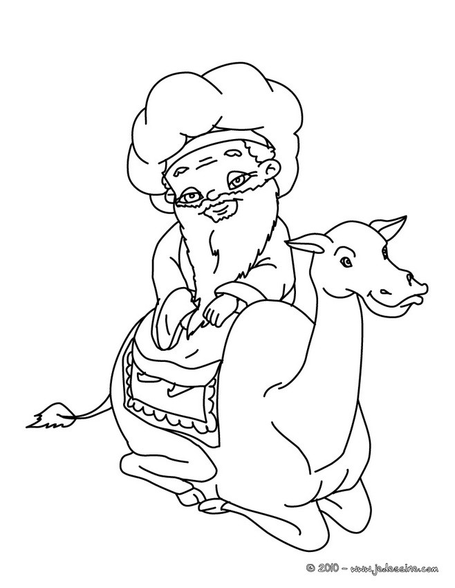 Roi mage au dromadaire à colorier