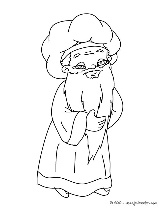 Roi mage à la barbe à colorier