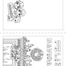 Carte Joyeux Noël Anglais à colorier - Coloriage - Coloriage FETES - Coloriage NOEL - Coloriage CARTES DE VOEUX NOEL - Coloriage CARTE DE VOEUX NOEL GRATUIT