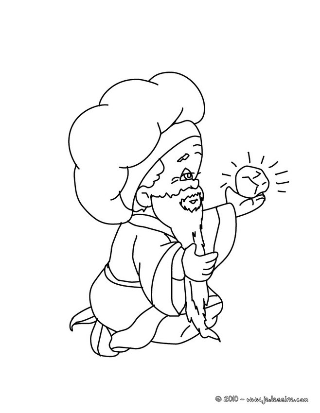 Roi mage et offrande à colorier