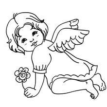 Coloriage Ange à la fleur - Coloriage - Coloriage FETES - Coloriage NOEL - Coloriage ANGE NOEL - Coloriages ANGE DE NOEL