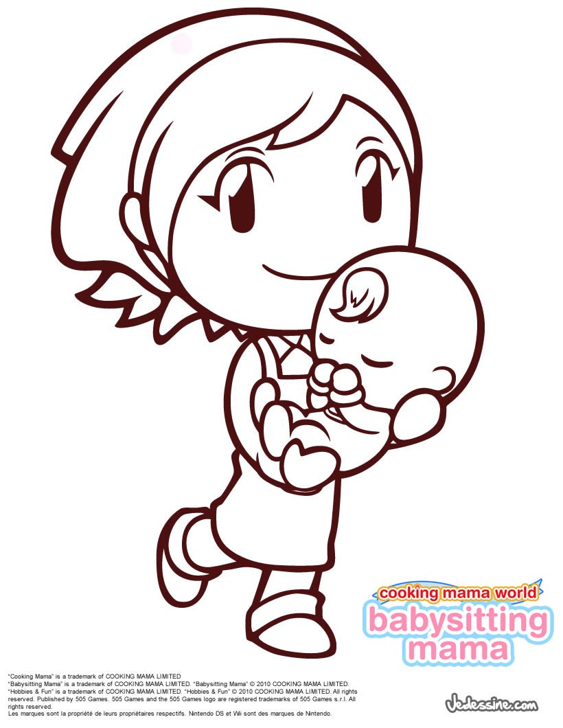 Coloriage BABYSITTING MAMA