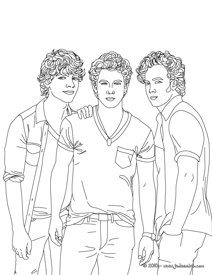 Coloriage 3 Jonas Brothers réunis
