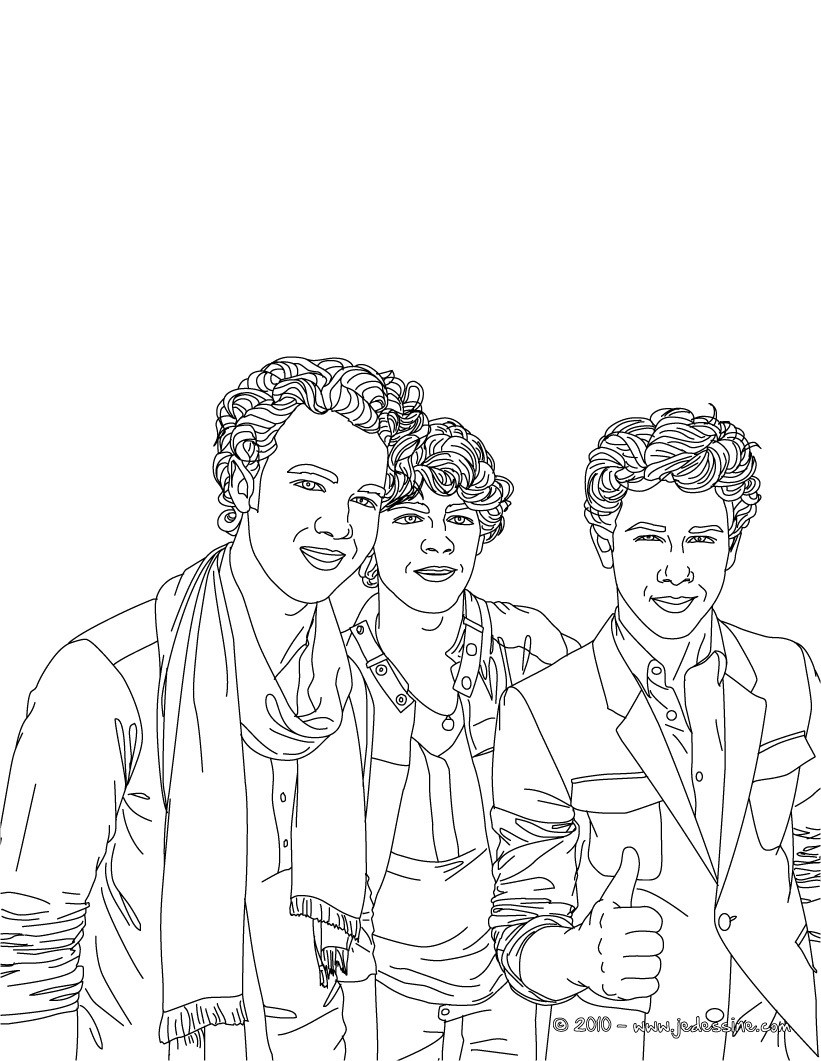 Coloriage 3 Jonas Brothers souriants