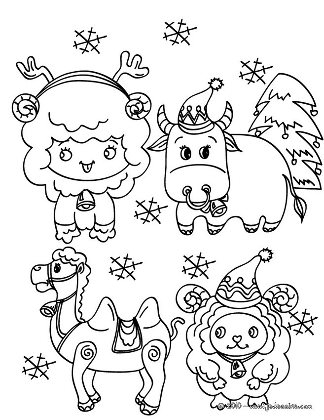 Les animaux de noël à colorier