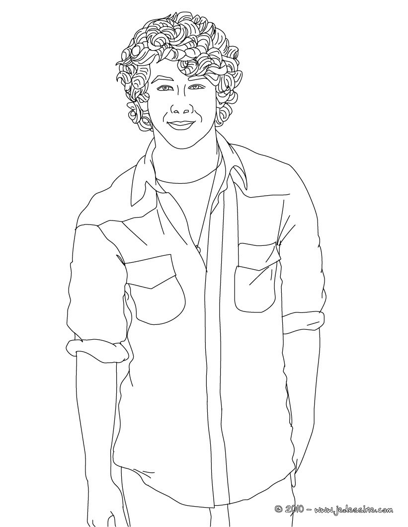 Coloriage Nick Jonas souriant