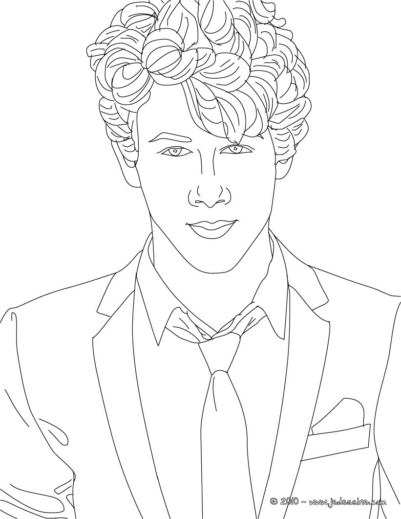 Portrait Nick Jonas à colorier
