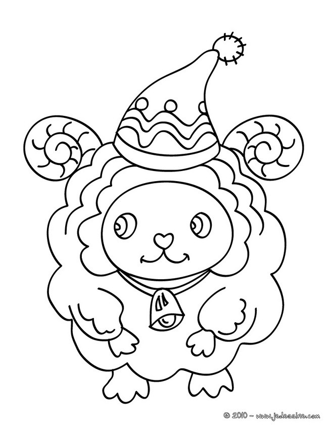 Coloriage Brebis de Noël