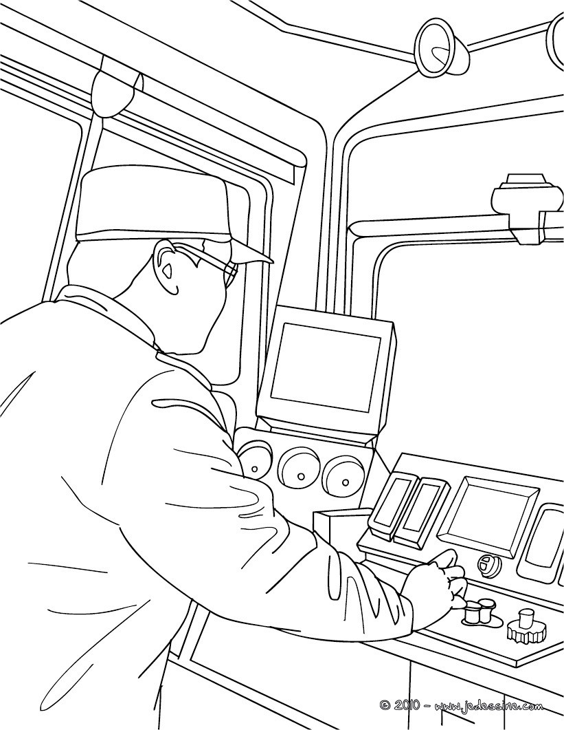 Chauffeur de train à colorier