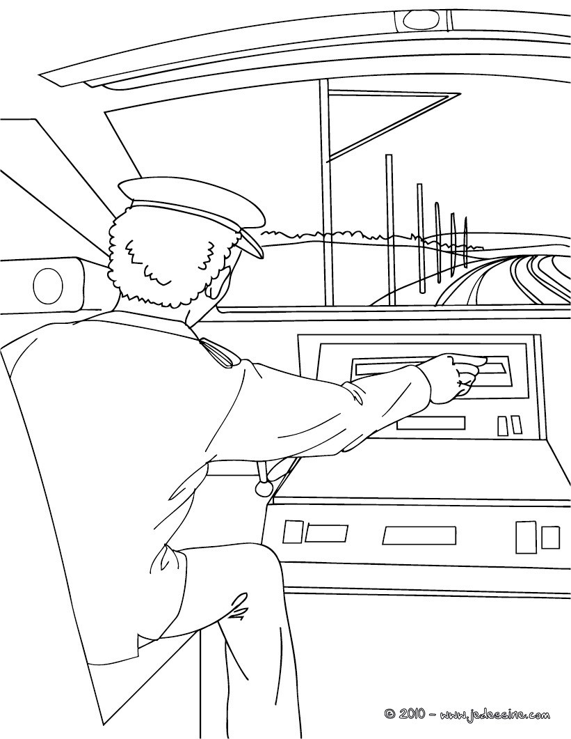 Chauffeur de train aux commandes