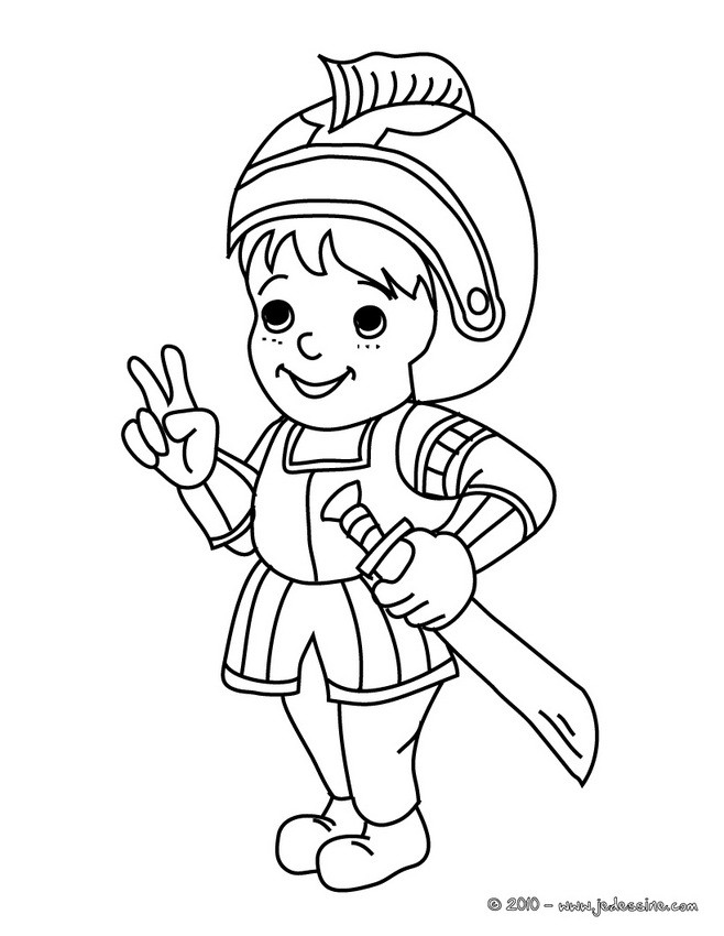 Chevalier costume à colorier