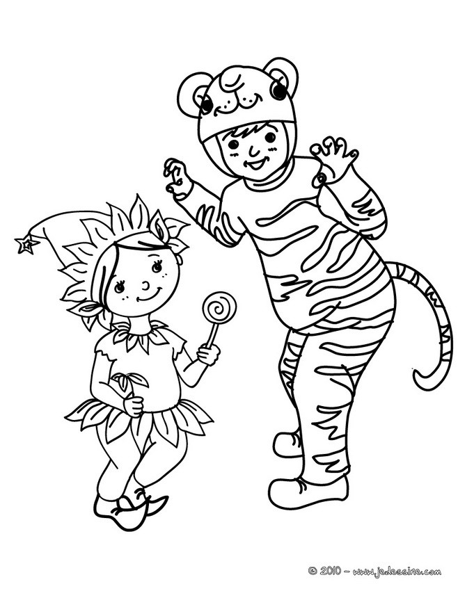 Coloriage costume carnaval enfants