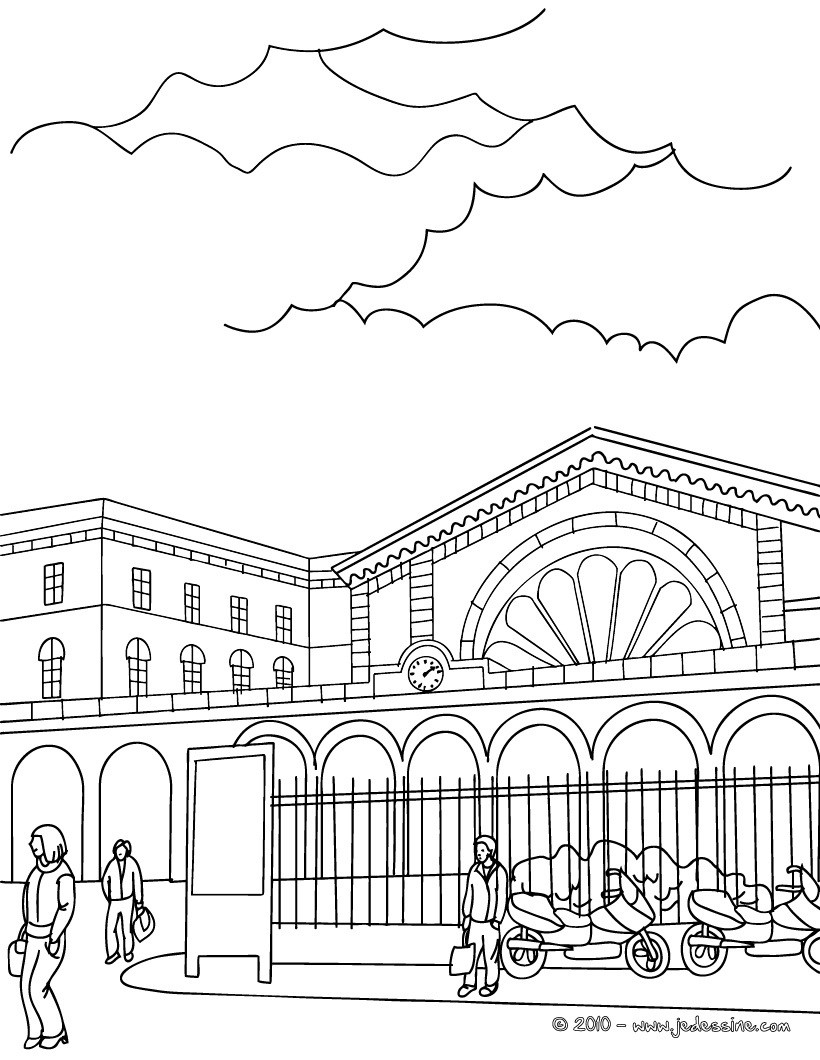 Coloriages jolie gare colorier fr hellokids Coloriage Jolie gare colorier