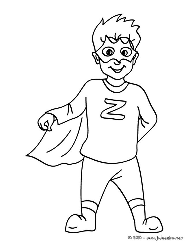 Coloriage costume carnaval héros