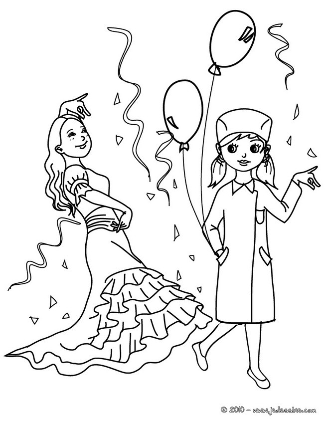Espagnole et infirmière costumes à colorier