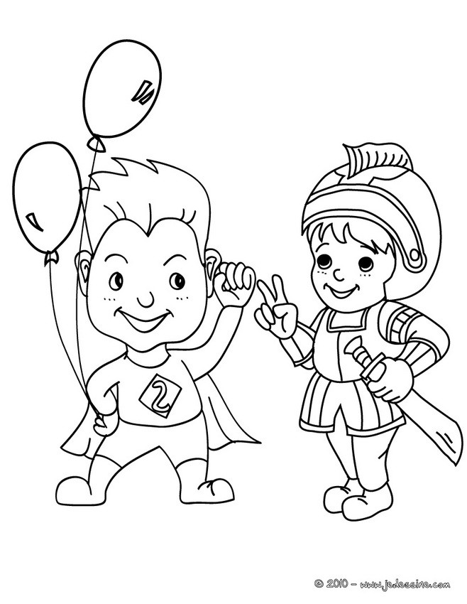 Superman et chevalier costume à colorier