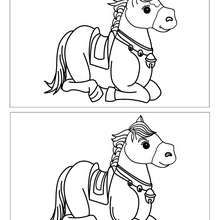 Cheval couché 10 différences - Jeux - Jeux des différences en ligne - Différences niveau moyen