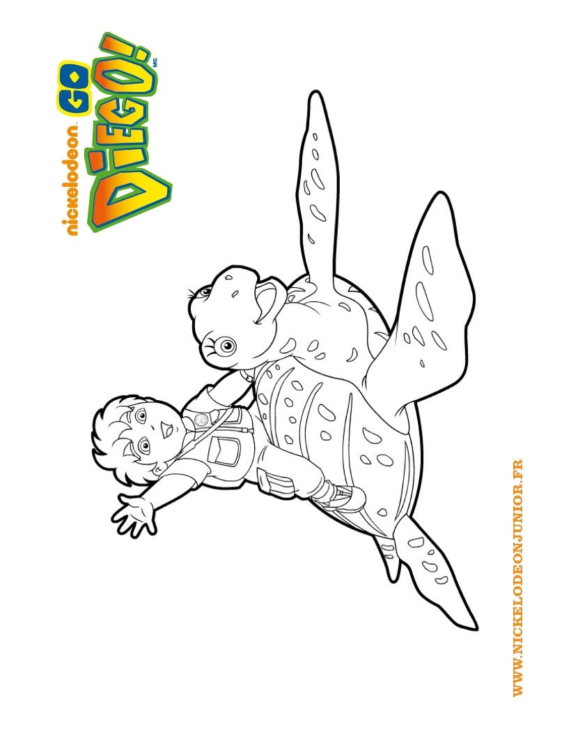 Coloriage DIEGO et la Tortue