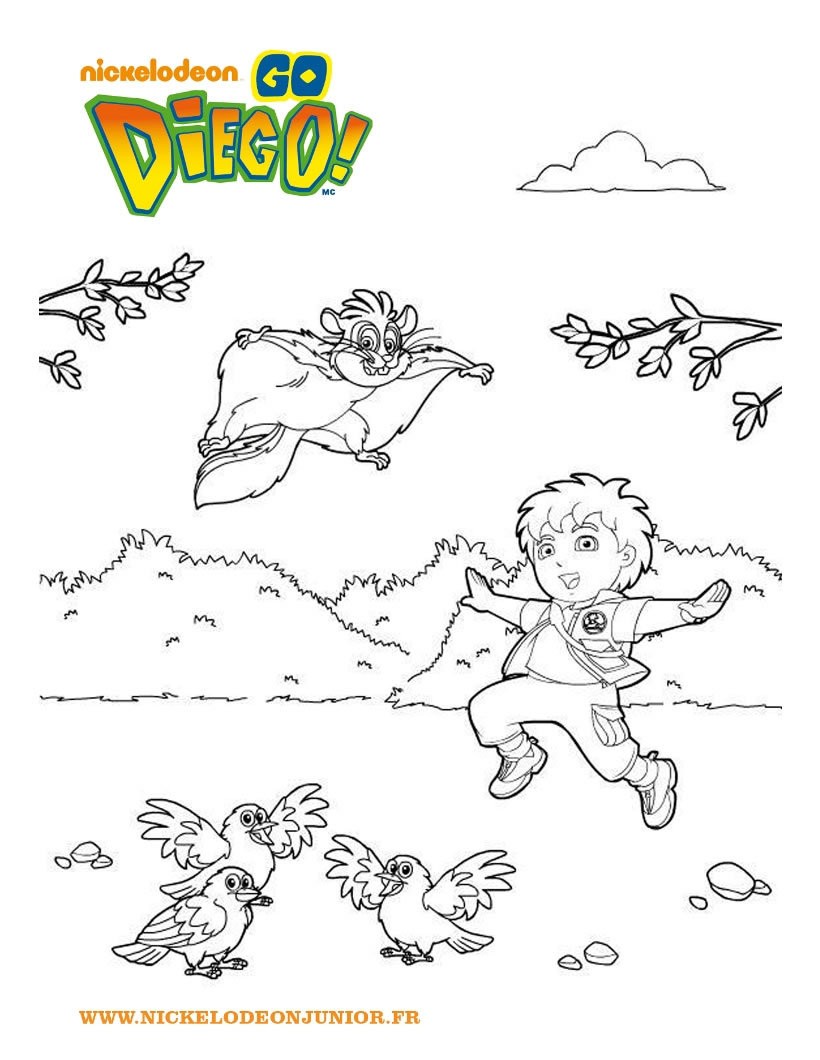 DIEGO et les animaux à colorier