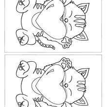 Jeux des 12 différences chaton coeur