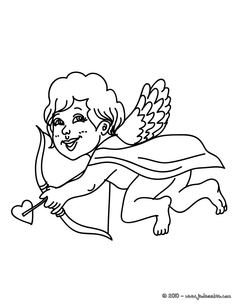 Coloriage gratuit Cupidon avec son arc Coloriage Ange   l arc   colorier
