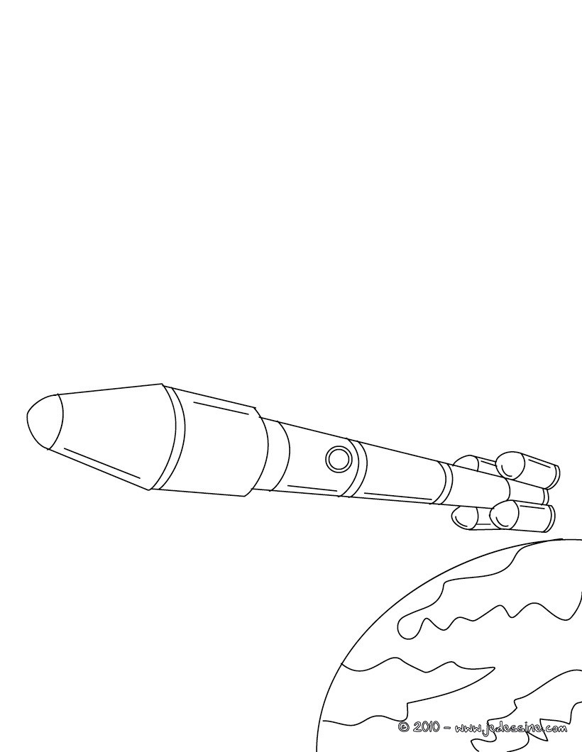 Fusée dans l'espace à colorier