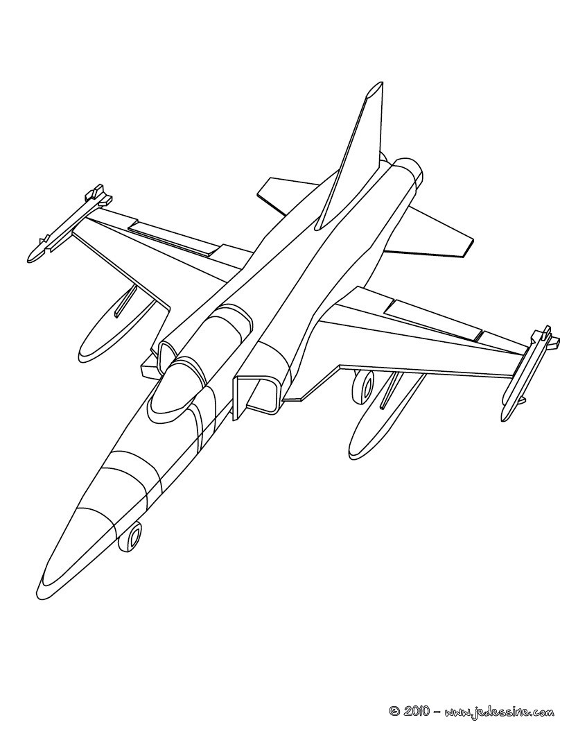 Coloriage avion de guerre en vol