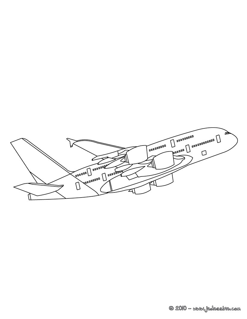 Avion long courrier en vol à colorier