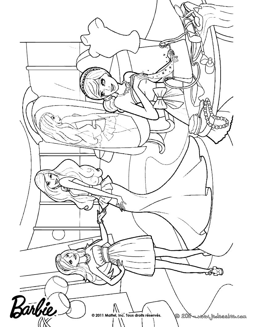Coloriage de Barbie, Carry et Taylor