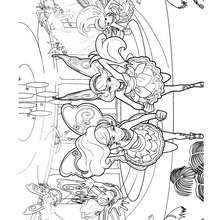 Coloriage gratuit de Barbie et Raquelle - Coloriage - Coloriage BARBIE - Coloriage BARBIE ET LE SECRET DES FEES