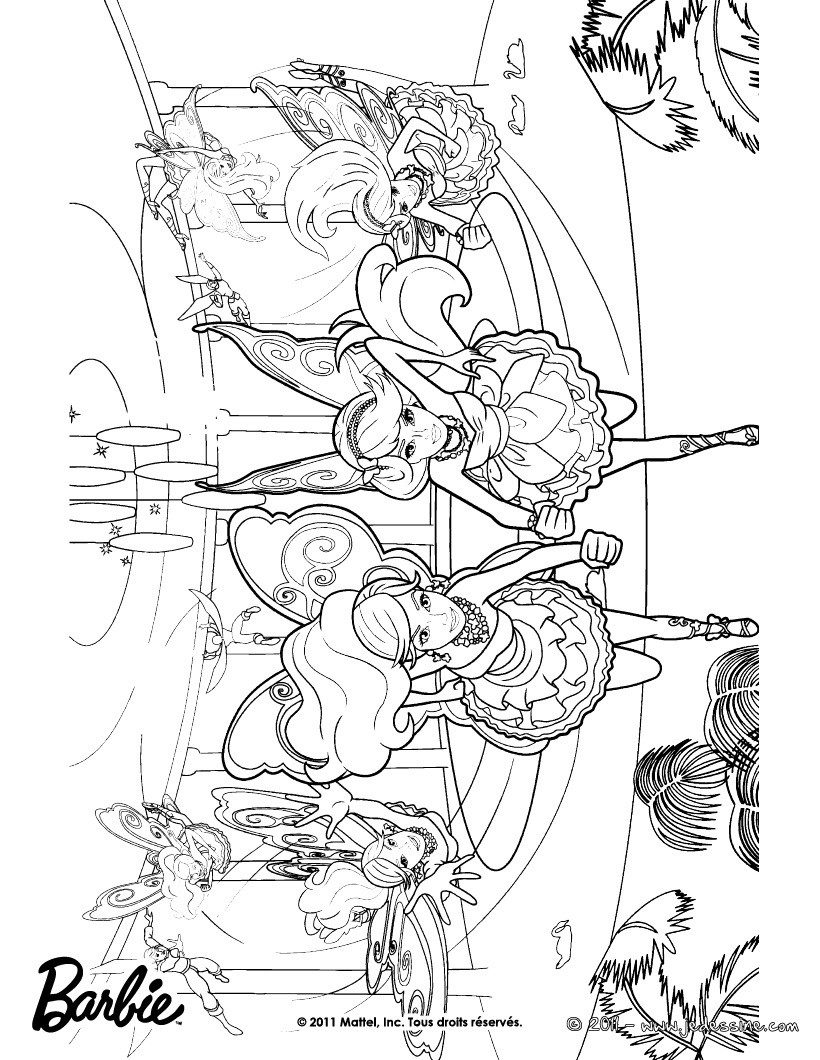 Coloriage gratuit de Barbie et Raquelle