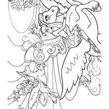 Coloriage de Barbie sur son Poney ailé